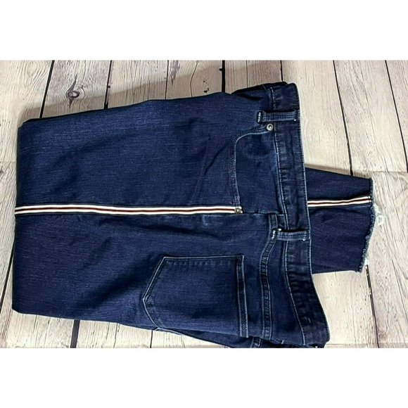 Universal Threads Dark Blue Cropped Jeans Red & White Stripe 16 NEW - Picture 3 of 16